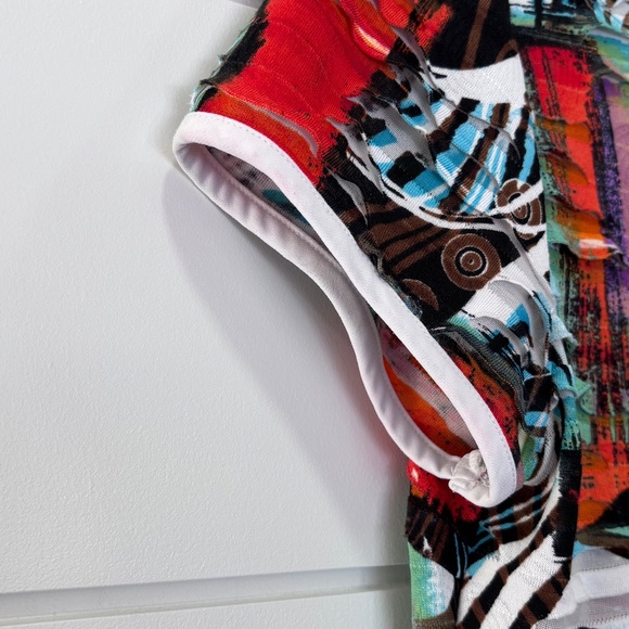 Frank Lyman short sleeve graphic top shark bite tunic size 8 - Picture 3 of 13